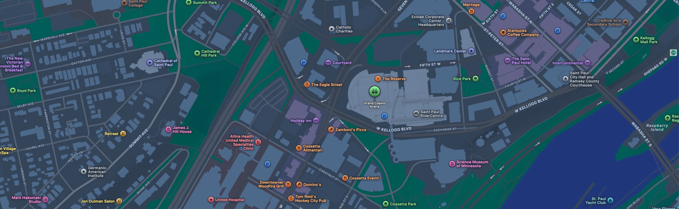 Screenshot of Grand Casino Arena's location on Google Maps